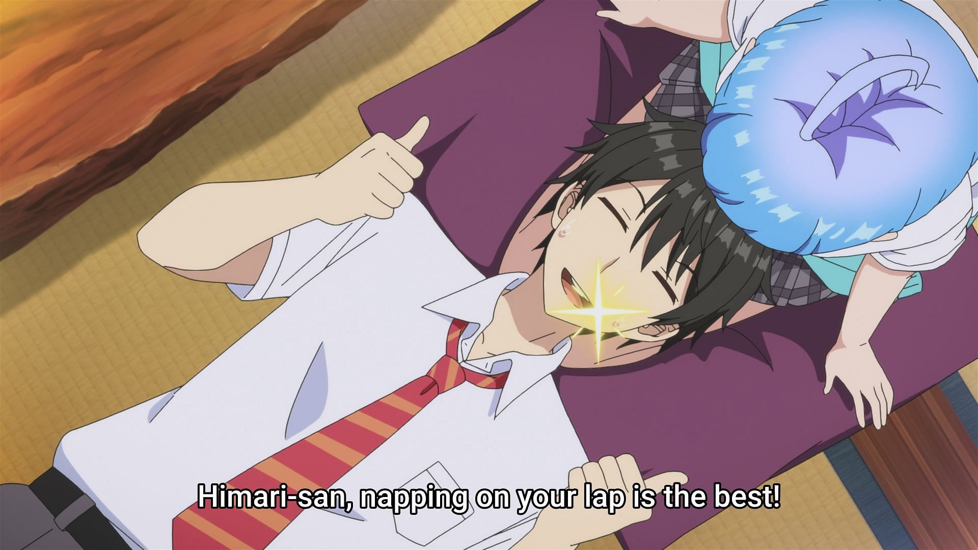 Yuu naps on Himari's lap (Image via J.C.Staff)